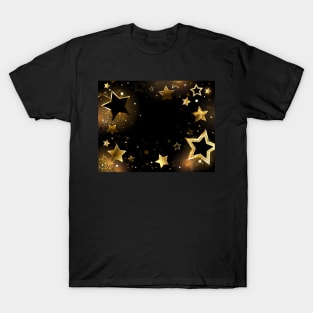 Black background with gold stars T-Shirt